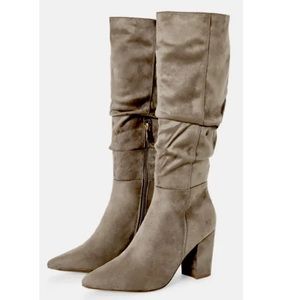 NIB JUSTFAB Women’s Hudson Slouchy Boots Medium Gray Size 10 Heeled Wide Calf